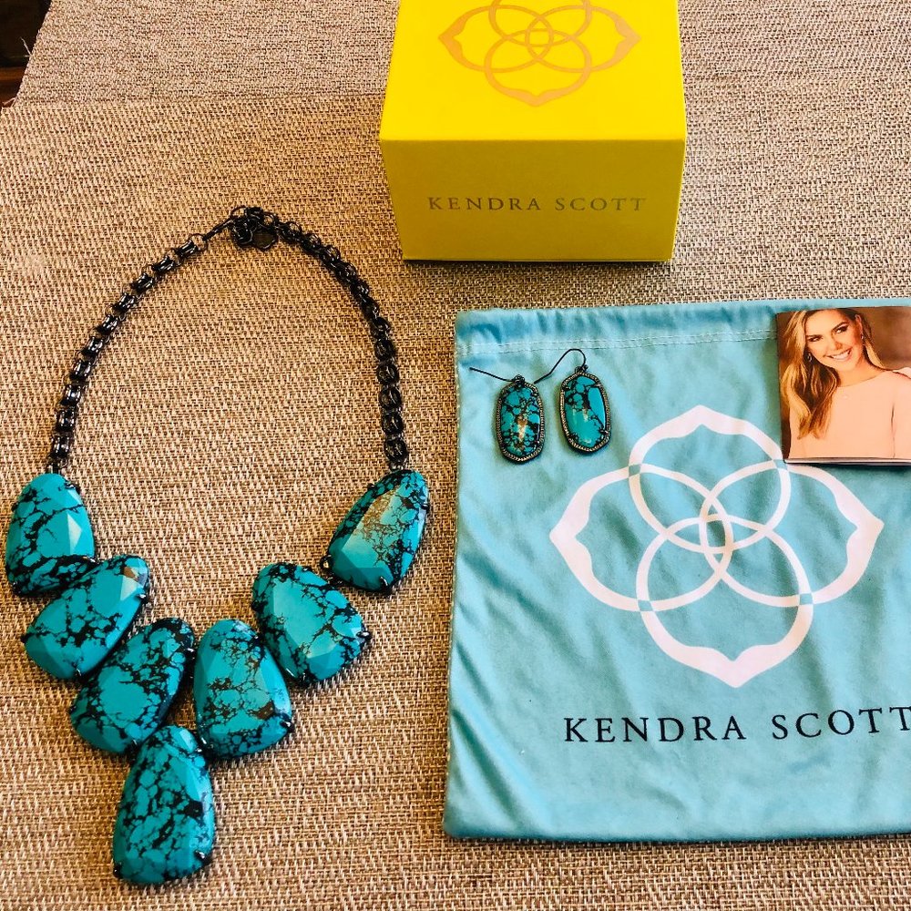 SET-KENDRA SCOTT HARLOW VARIEGATED TEAL MAGNESITE